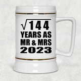 12th Anniversary Square Root of 144 Years As Mr & Mrs 2023 - Beer Stein