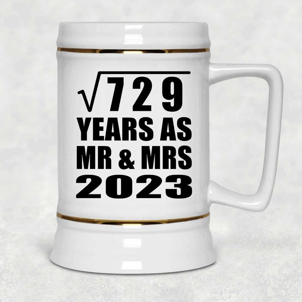 27th Anniversary Square Root of 729 Years As Mr & Mrs 2023 - Beer Stein