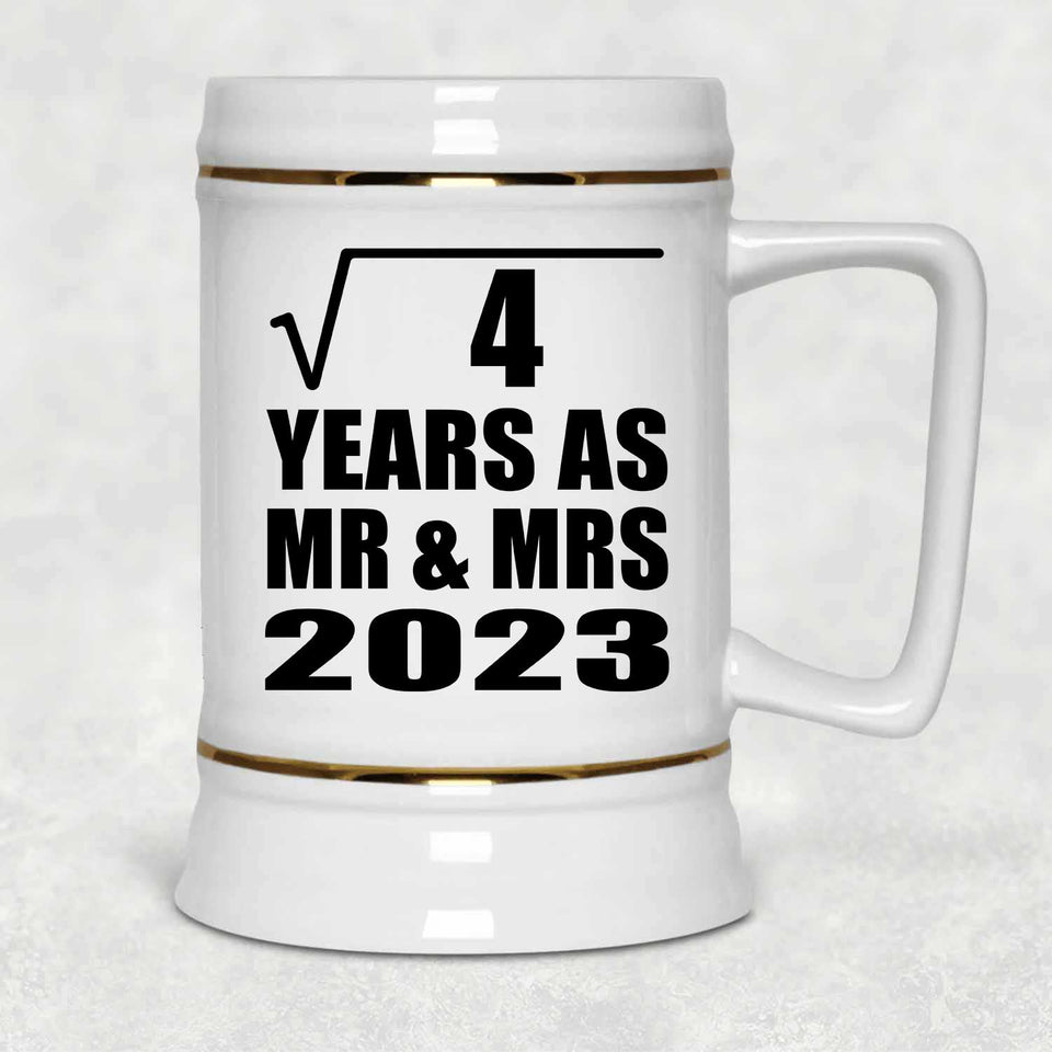 2nd Anniversary Square Root of 4 Years As Mr & Mrs 2023 - Beer Stein
