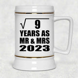 3rd Anniversary Square Root of 9 Years As Mr & Mrs 2023 - Beer Stein