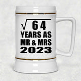 8th Anniversary Square Root of 64 Years As Mr & Mrs 2023 - Beer Stein