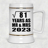 9th Anniversary Square Root of 81 Years As Mr & Mrs 2023 - Beer Stein