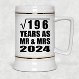 14th Anniversary Square Root of 196 Years As Mr & Mrs 2024 - Beer Stein