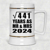 21st Anniversary Square Root of 441 Years As Mr & Mrs 2024 - Beer Stein