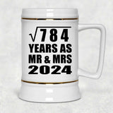 28th Anniversary Square Root of 784 Years As Mr & Mrs 2024 - Beer Stein