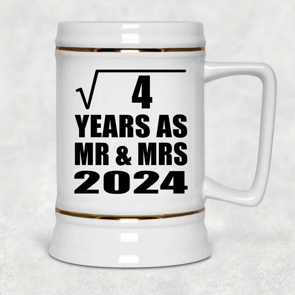2nd Anniversary Square Root of 4 Years As Mr & Mrs 2024 - Beer Stein