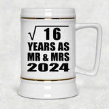 4th Anniversary Square Root of 16 Years As Mr & Mrs 2024 - Beer Stein