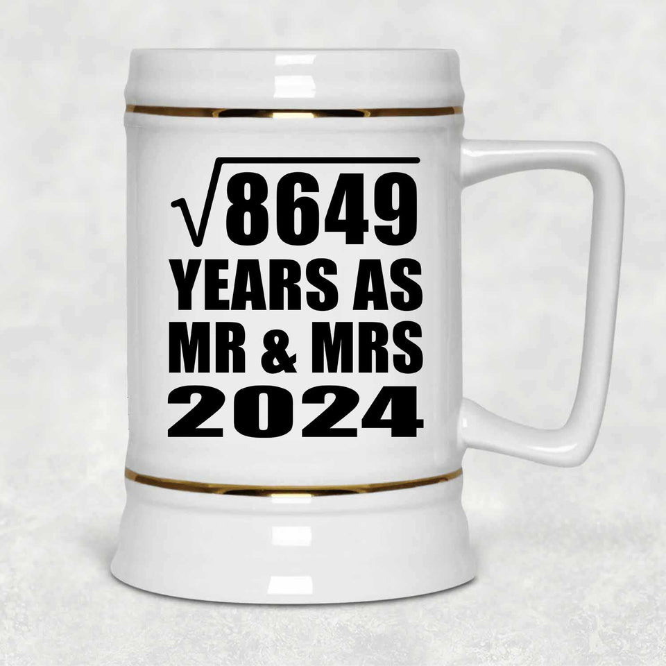 93rd Anniversary Square Root of 8649 Years As Mr & Mrs 2024 - Beer Stein