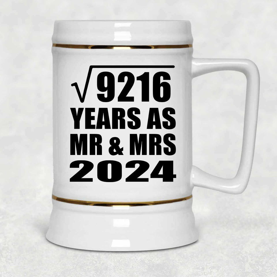 96th Anniversary Square Root of 9216 Years As Mr & Mrs 2024 - Beer Stein