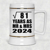 9th Anniversary Square Root of 81 Years As Mr & Mrs 2024 - Beer Stein