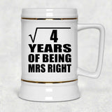 2nd Anniversary Square Root of 4 Years of Being Mrs Right - Beer Stein
