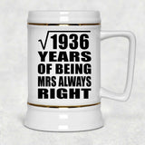 44th Anniversary Square Root of 1936 Years Mrs Always Right - Beer Stein