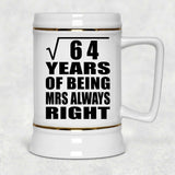 8th Anniversary Square Root of 64 Years Mrs Always Right - Beer Stein