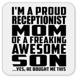 Proud Receptionist Mom Of Awesome Son - Drink Coaster