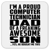 Proud Computer Technician Dad Of Awesome Son - Drink Coaster