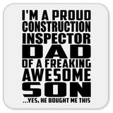 Proud Construction Inspector Dad Of Awesome Son - Drink Coaster