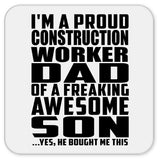Proud Construction Worker Dad Of Awesome Son - Drink Coaster