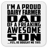 Proud Dairy Farmer Dad Of Awesome Son - Drink Coaster