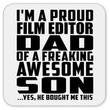 Proud Film Editor Dad Of Awesome Son - Drink Coaster