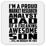 Proud Market Research Analyst Dad Of Awesome Son - Drink Coaster