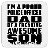 Proud Police Officer Dad Of Awesome Son - Drink Coaster