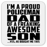 Proud Policeman Dad Of Awesome Son - Drink Coaster