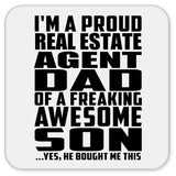 Proud Real Estate Agent Dad Of Awesome Son - Drink Coaster