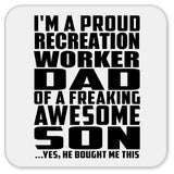 Proud Recreation Worker Dad Of Awesome Son - Drink Coaster