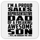 Proud Sales Representative Dad Of Awesome Son - Drink Coaster