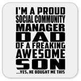 Proud Social Community Manager Dad Of Awesome Son - Drink Coaster