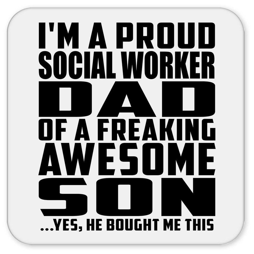 Proud Social Worker Dad Of Awesome Son - Drink Coaster