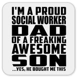 Proud Social Worker Dad Of Awesome Son - Drink Coaster