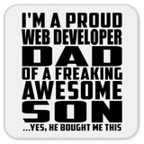 Proud Web Developer Dad Of Awesome Son - Drink Coaster