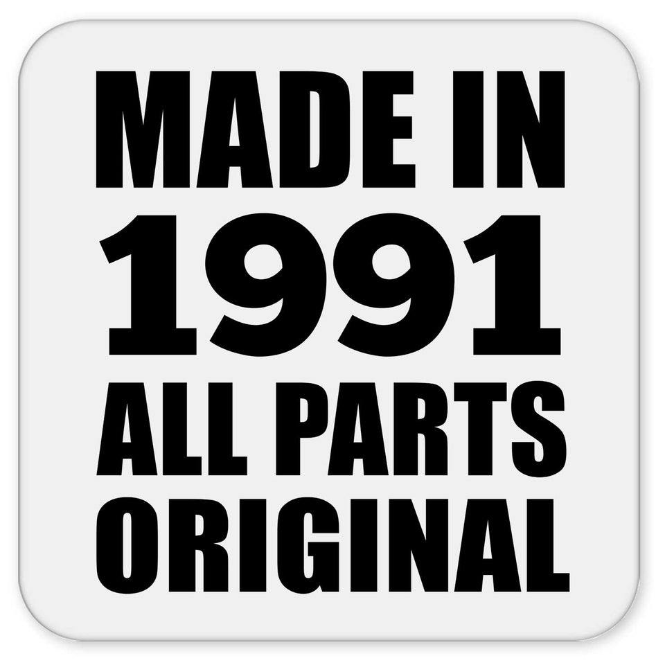 33rd Birthday Made in 1991 All Parts Original - Drink Coaster