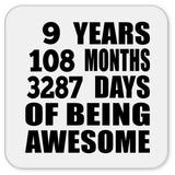 9th Birthday 9 Years 108 Months 3287 Days Of Awesome - Drink Coaster