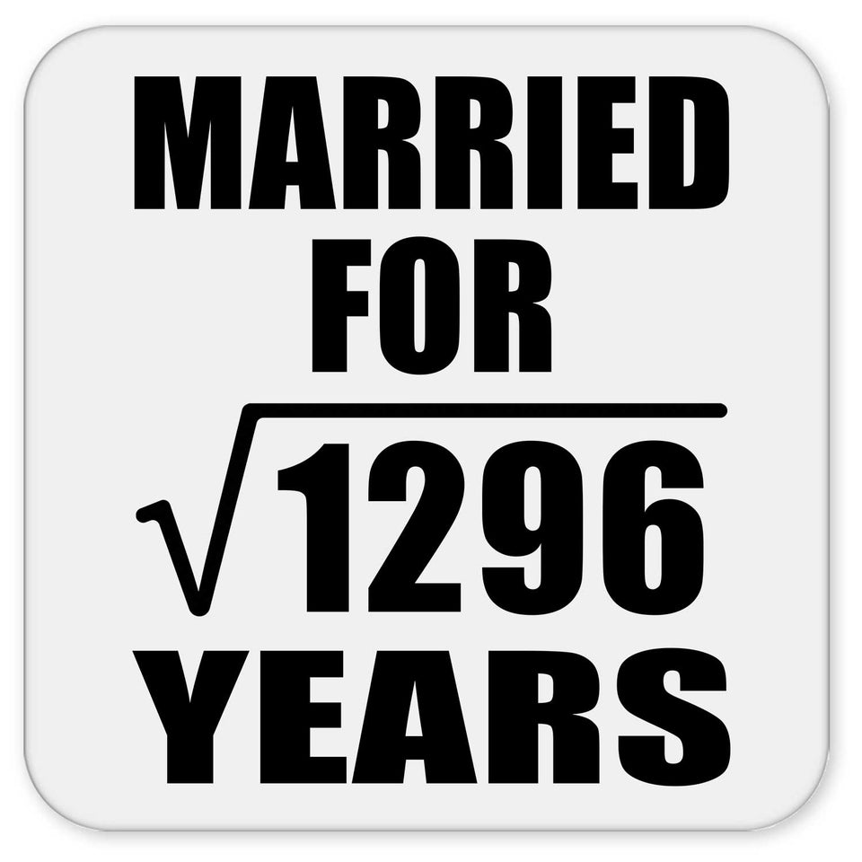 36th Anniversary Married For Square Root of 1296 Years - Drink Coaster