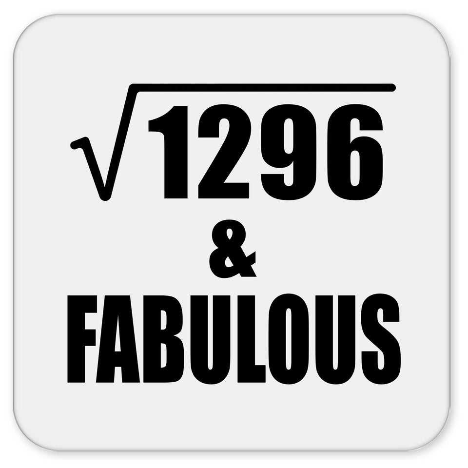 36th Birthday Square Root of 1296 & Fabulous - Drink Coaster