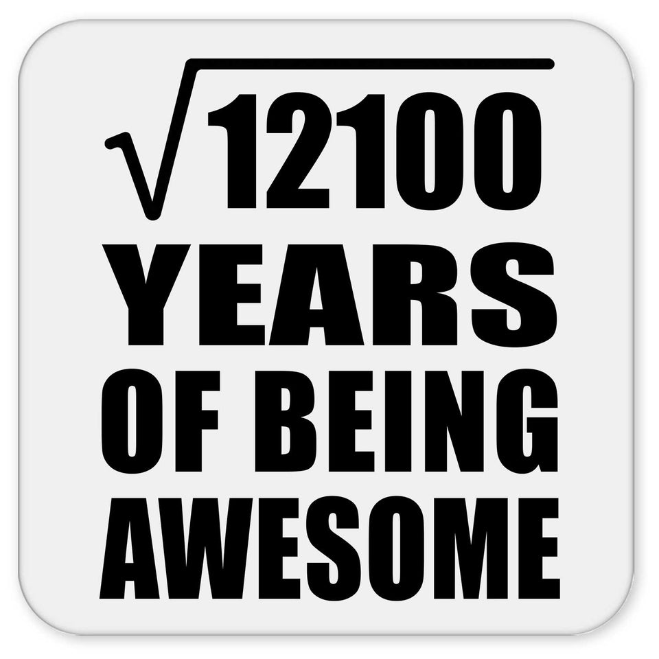 110th Birthday Square Root of 12100 Years of Being Awesome - Drink Coaster