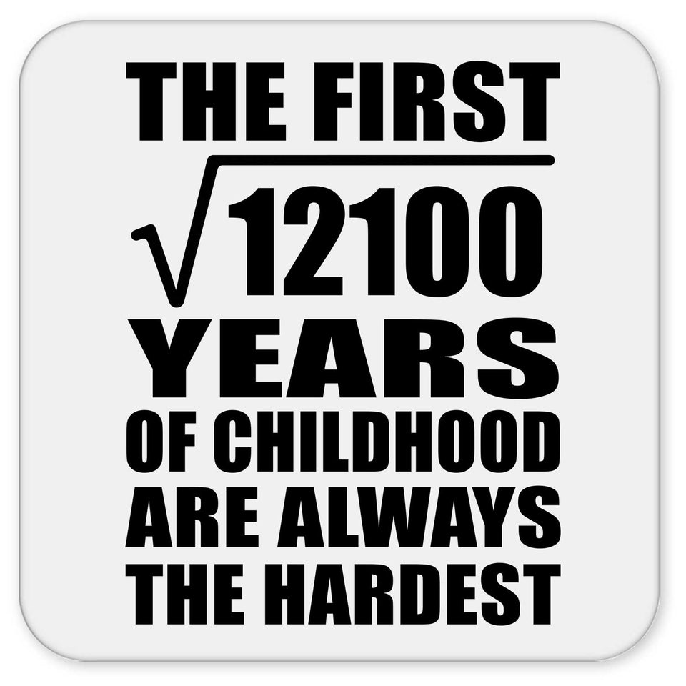 110th Birthday Square Root of 12100 Years of Childhood - Drink Coaster