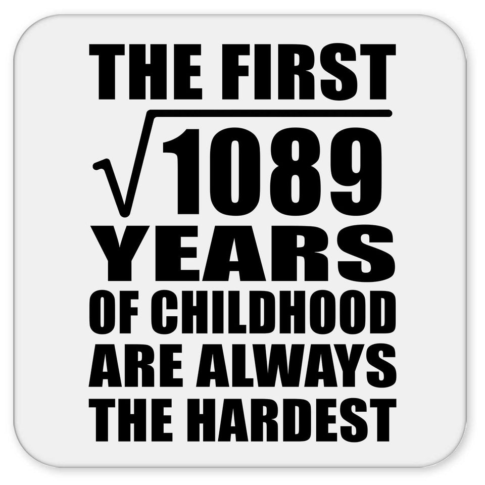 33rd Birthday Square Root of 1089 Years of Childhood - Drink Coaster