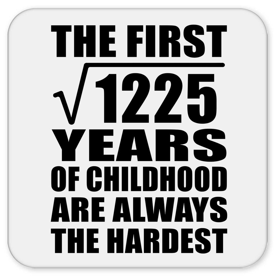 35th Birthday Square Root of 1225 Years of Childhood - Drink Coaster