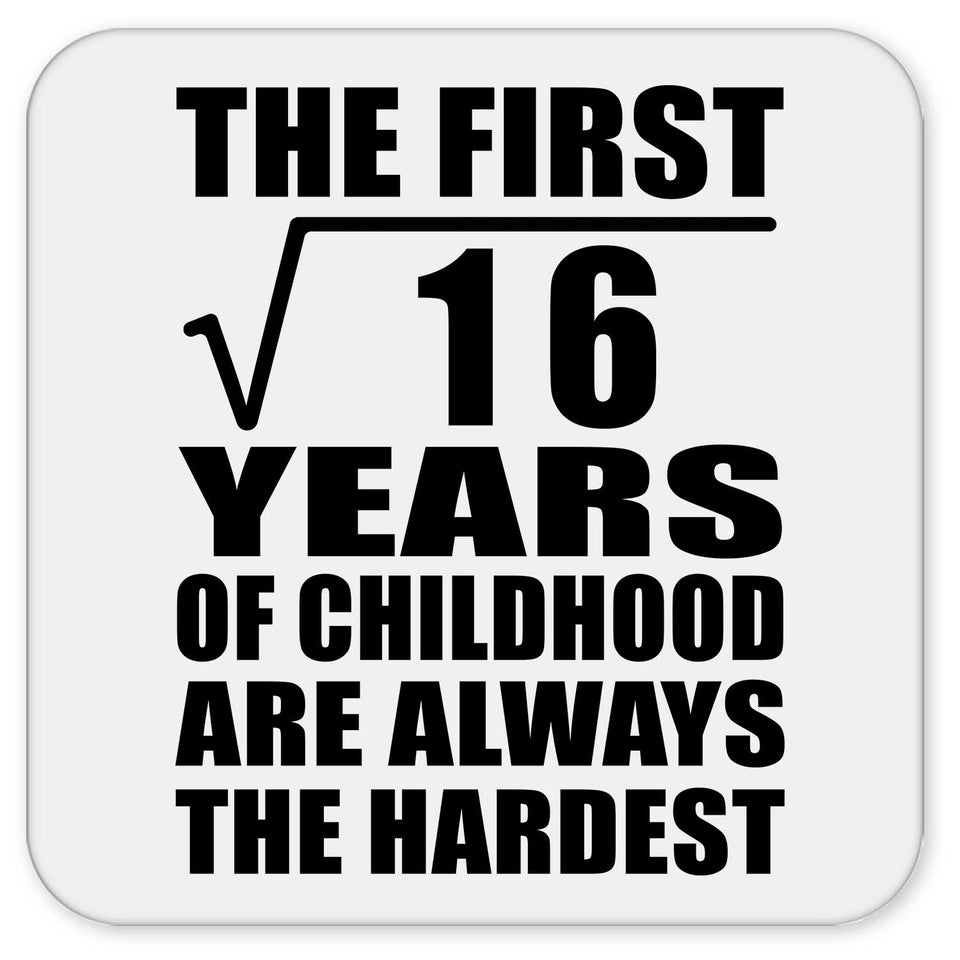 4th Birthday Square Root of 16 Years of Childhood - Drink Coaster