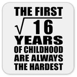 4th Birthday Square Root of 16 Years of Childhood - Drink Coaster