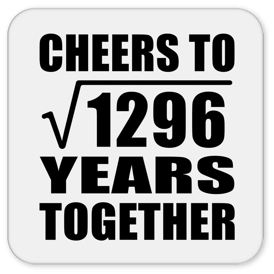 36th Anniversary Cheers To Square Root of 1296 Years Together - Drink Coaster