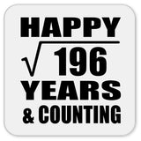 Happy 14th Anniversary Square Root of 196 Years & Counting - Drink Coaster