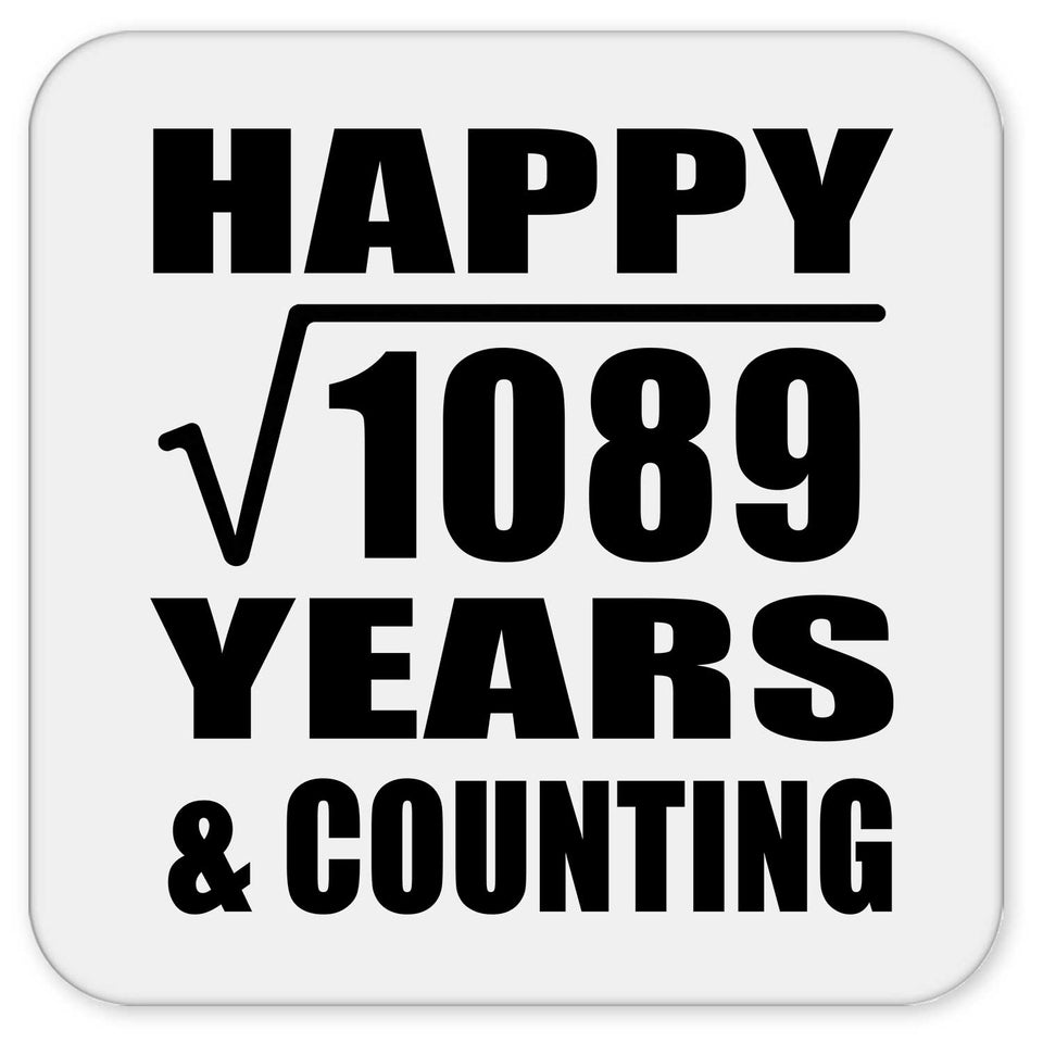 Happy 33rd Anniversary Square Root of 1089 Years & Counting - Drink Coaster