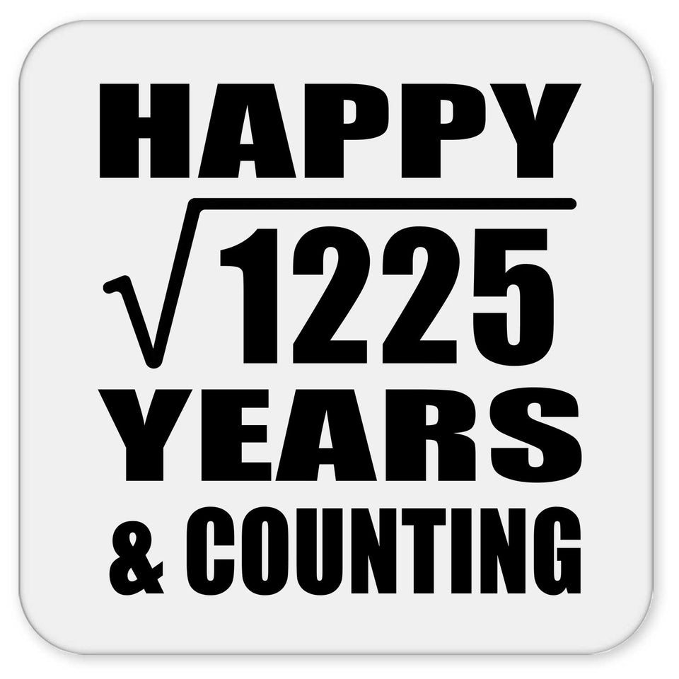 Happy 35th Anniversary Square Root of 1225 Years & Counting - Drink Coaster