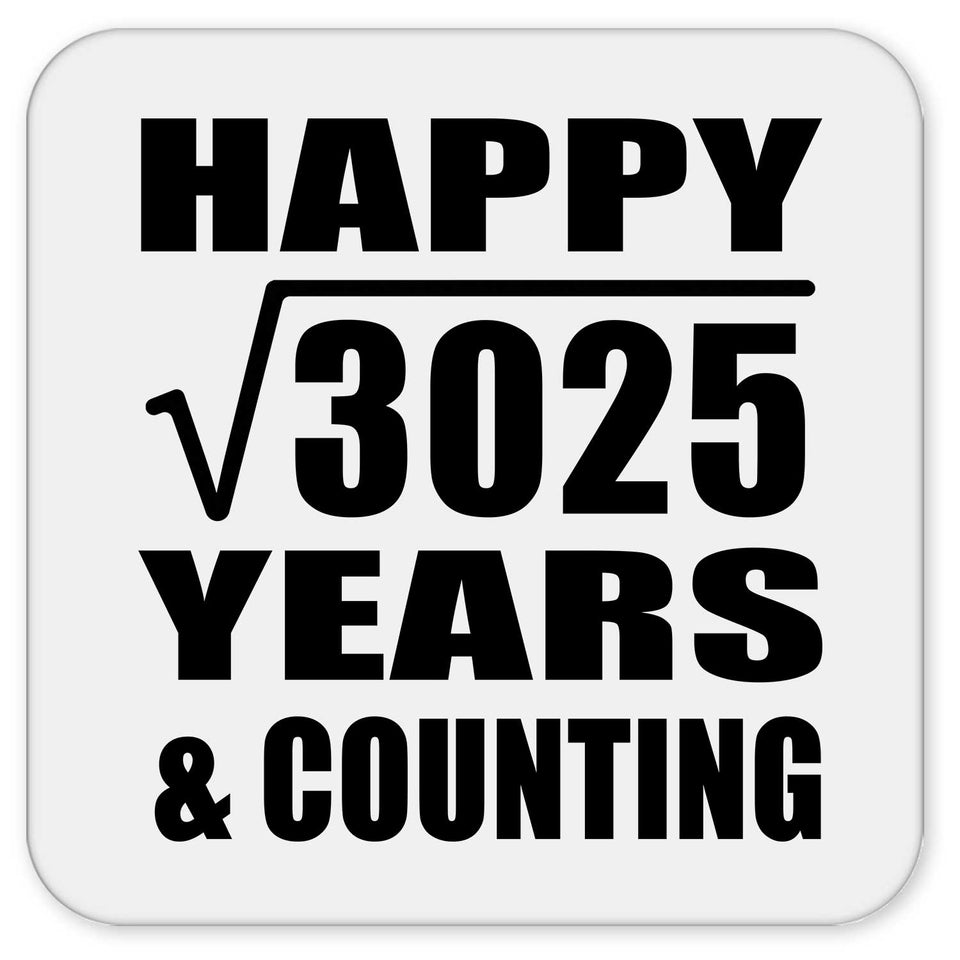 Happy 55th Anniversary Square Root of 3025 Years & Counting - Drink Coaster