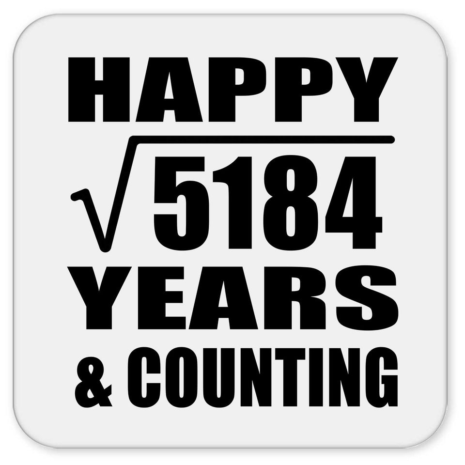 Happy 72nd Anniversary Square Root of 5184 Years & Counting - Drink Coaster