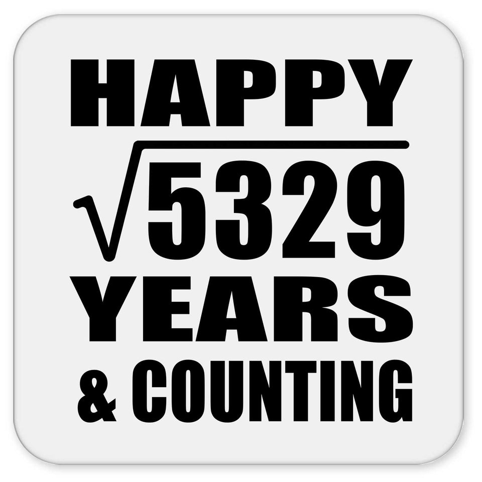 Happy 73rd Anniversary Square Root of 5329 Years & Counting - Drink Coaster
